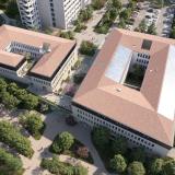 Vue aérienne cour campus